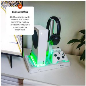 Wielofunkcyjna stacja FIXED pro Xbox Series X a S z wentylacją i ładowaniem pro dwa ovladače Xbox, biały 11