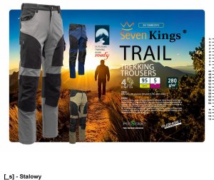 Polstar tAISP - TRAIL SPODNIE DO PASA STAL/CZARNY 280 g/m2 230 g/m2 staliowy 25 14