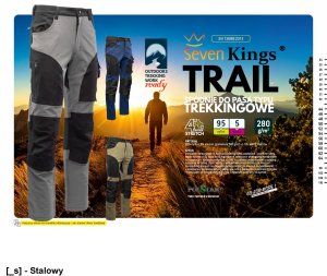 Polstar tAISP - TRAIL SPODNIE DO PASA STAL/CZARNY, 280 g/m2, 230 g/m2 - stalowy 26 13