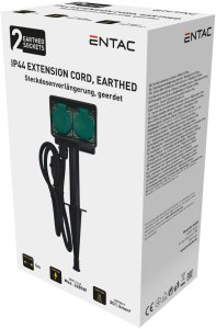 ENTAC Entac ESE1.5G2-5-IP44S rozgałęziacz 5 m 2 x gniazdo sieciowe Zewnętrzna Czarny Zielony 2