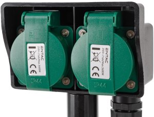 ENTAC Entac ESE1.5G2-5-IP44S rozgałęziacz 5 m 2 x gniazdo sieciowe Zewnętrzna Czarny Zielony 3