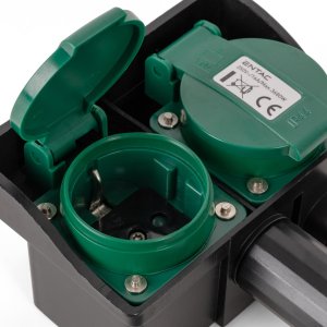 ENTAC Entac ESE1.5G2-5-IP44S rozgałęziacz 5 m 2 x gniazdo sieciowe Zewnętrzna Czarny Zielony 4