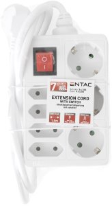 ENTAC Entac ESE1.5G3X4-1.5-SW rozgałęziacz 1,5 m 7 x gniazdo sieciowe Wewnętrzna Biały 2