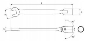 Jufisto JUFISTO Klucz Płasko-Nasadowy Przegubowy 12mm Oczkowy Łamany Do Śrub 5