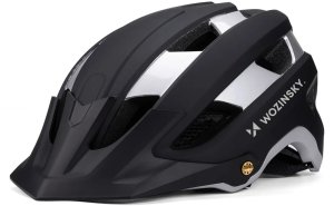 Wozinsky Kask rowerowy MTB z odpinanym daszkiem lekki 57-62 cm - czarno-srebrny (1033233) 2