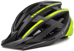 Wozinsky Kask rowerowy MTB z odpinanym daszkiem tylną lampką USB 57-62 cm - czarno-żółty 4