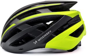 Wozinsky Kask rowerowy MTB z odpinanym daszkiem tylną lampką USB 57-62 cm - czarno-żółty 6