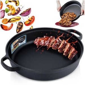 Patelnia NAVA Żeliwna Głęboka Gaz Indukcja Grill Solidna Trwała ORION 30 cm 12