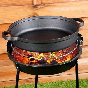Patelnia NAVA Żeliwna Głęboka Gaz Indukcja Grill Solidna Trwała ORION 30 cm 5