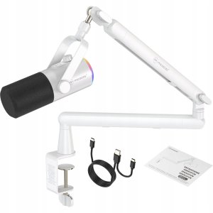 Mikrofon Mozos MOZOS TAM8 BIAŁY MIKROFON DYNAMICZNY USB XLR RGB LED 2