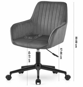 Krzesło biurowe OSKAR Krzesło obrotowe ROXY biurowe aksamit ciemnoszary na kółkach fotel 7