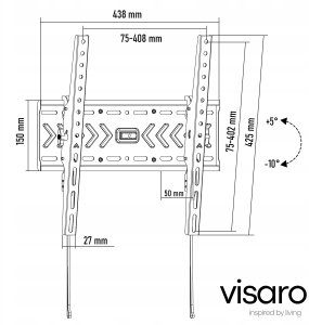 Grape Visaro WMT75 Tilting Wall Mount for 43"-75" TVS, Black 2