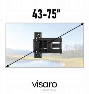 Grape Visaro WMA75 Full Motion TV Wall Mount for 43"-75" TVs, Black 7