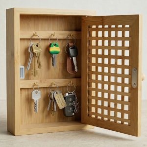 Ikonka Wisząca szafka na klucze KIZU, 19 x 27 x 6 cm, bambus 6