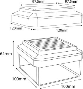 GreenBlue Lampa solarna LED na słupek GreenBlue, 100x100mm, daszek kopertowy, 3200K, GB128 WW 6