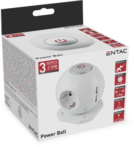 ENTAC Entac ESC1.5G3-USB-GLOBE rozgałęziacz 1,5 m 3 x gniazdo sieciowe Wewnętrzna Biały 2
