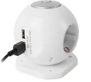 ENTAC Entac ESC1.5G3-USB-GLOBE rozgałęziacz 1,5 m 3 x gniazdo sieciowe Wewnętrzna Biały 5