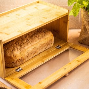 Chlebak Klausberg Bambusa pudełko na chleb z akrylowym przodem 40 × 24 5 × 19 cm KB 7924 KB 7924 (5908287279247) 5