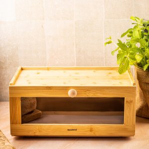 Chlebak Klausberg Bambusa pudełko na chleb z akrylowym przodem 40 × 24 5 × 19 cm KB 7924 KB 7924 (5908287279247) 7