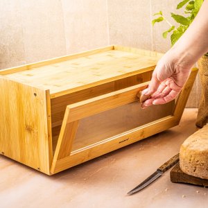 Chlebak Klausberg Bambusa pudełko na chleb z akrylowym przodem 40 × 24 5 × 19 cm KB 7924 KB 7924 (5908287279247) 8