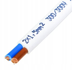 Przewód Elektrokabel Przewód OMYp 2x1,5 płaski, biały, linka Elektrokabel OMYp 2x1,5mm2 100m 4
