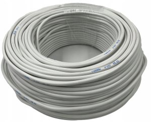 Przewód TreQ Przewód OMY 2x1 okrągły, biały, linka Elektrokabel OMY 2x1mm2 100m 12