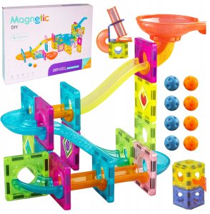 Kontext Klocki Magnetyczne Konstrukcyjne Tor Kulkowy 91 Elementów Kulodrom Zestaw 3