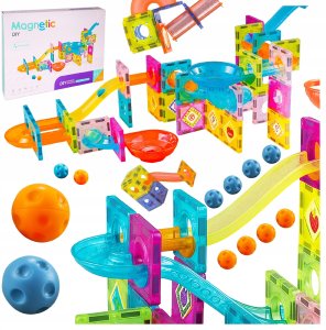Kontext Klocki Magnetyczne Konstrukcyjne Tor Kulkowy 91 Elementów Kulodrom Zestaw 7