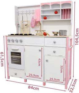 VimToys Wielka Drewniana Kuchnia dla Dzieci Edukacyjna Zestaw Rękawica Akcesoria 2