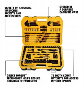 Zestaw narzędzi Hedootools Zestaw kluczy nasadowych DeWalt z czarnego chromu 184 el. DWMT45184-1 + walizka 2