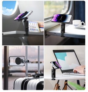 4kom.pl Uchwyt Samolotowy do Samolotu na siedzenie do Telefonu 2w1 MagSafe + Zacisk / F100 9