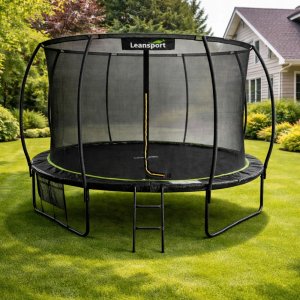 Lean Sport Trampolina Ogrodowa LEAN Z Siatką Wewnętrzną Czarno-Zielona 427CM 14FT 2