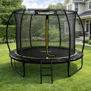 Lean Sport Trampolina Ogrodowa LEAN Z Siatką Wewnętrzną Czarno-Zielona 252CM 8FT 2