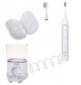 Szczoteczka Adler Szczoteczka SONICZNA z irygatorem 2w1 DO ZĘBÓW stojak końcówki Adler AD2180 7