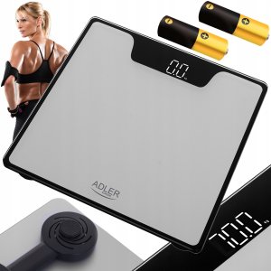 Waga łazienkowa Adler Waga łazienkowa elektroniczna szklana precyzyjna do 180kg LED srebrna 13
