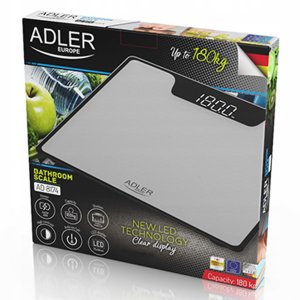 Waga łazienkowa Adler Waga łazienkowa elektroniczna szklana precyzyjna do 180kg LED srebrna 5