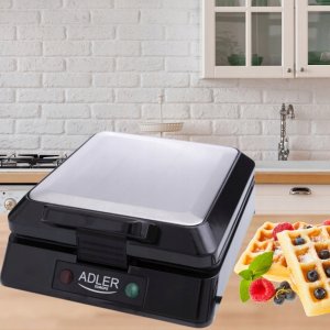 Gofrownica Adler Duża gofrownica 1500W 4 gofry chrupiące puszyste nieprzywierające płyty 2