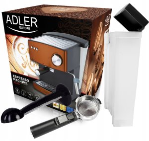 Ekspres ciśnieniowy Adler Ekspres do kawy Ciśnieniowy Kolbowy Miedziany Adler + Spieniacz mleka 12