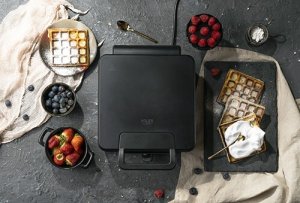 Gofrownica Adler Duża gofrownica 1800W 4 gofry chrupiące puszyste nieprzywierające płyty 14