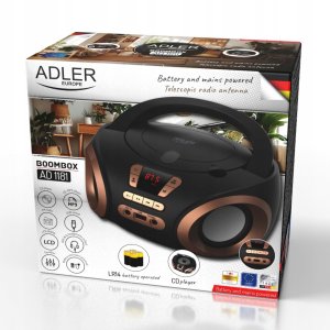 Radioodtwarzacz Adler Radio przenośne Boombox CD audio i MP3 USB AUX LCD radio FM Adler AD 1181 2