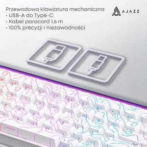 Klawiatura Ajazz NK68 Red Switch White USB-C 7
