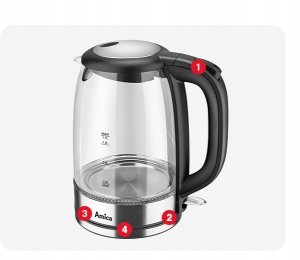 Czajnik Amica Czajnik elektryczny Amica KD 2050G 2200W 1,7l Strix szklany 5