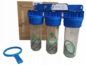 Aquafilter Filtr wody narurowy 3 STOPNIOWY na Cały Dom 1'' Potrójny Filtr Wodny 1 CAL 8