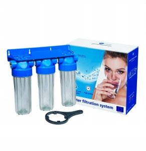 Aquafilter Potrójny Filtr Wody Przepływowy AQUAFILTER do Domu NARUROWY 3/4" Wkłady 10" 11