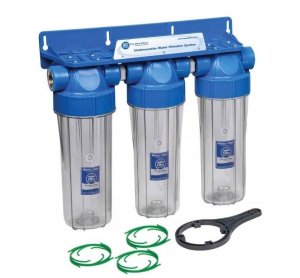 Aquafilter Potrójny Filtr Wody Przepływowy AQUAFILTER do Domu NARUROWY 3/4" Wkłady 10" 12