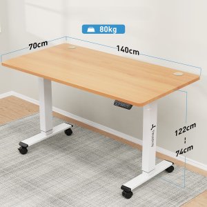 Biurko Triadyn Biurko WorkBase 1407 Elektryczna Regulacja Wysokości Uchwyty 140x70cm Dąb Jasny 3