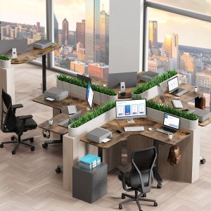 Biurko Triadyn Biurko Narożne WorkBase 1206L Elektryczna Regulacja Wysokości Uchwyt 120x120cm Dąb Rustykalny 5