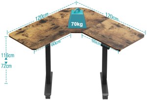 Biurko Triadyn Biurko Narożne WorkBase 1206L Elektryczna Regulacja Wysokości Uchwyt 120x120cm Dąb Rustykalny 6