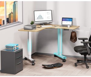 Biurko Triadyn Biurko Narożne WorkBase 1206L Elektryczna Regulacja Wysokości Uchwyt 120x120cm Dąb Jasny 3