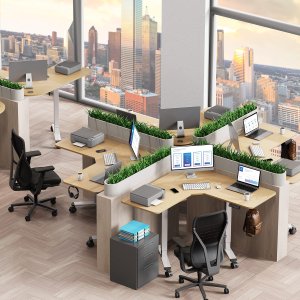 Biurko Triadyn Biurko Narożne WorkBase 1206L Elektryczna Regulacja Wysokości Uchwyt 120x120cm Dąb Jasny 5